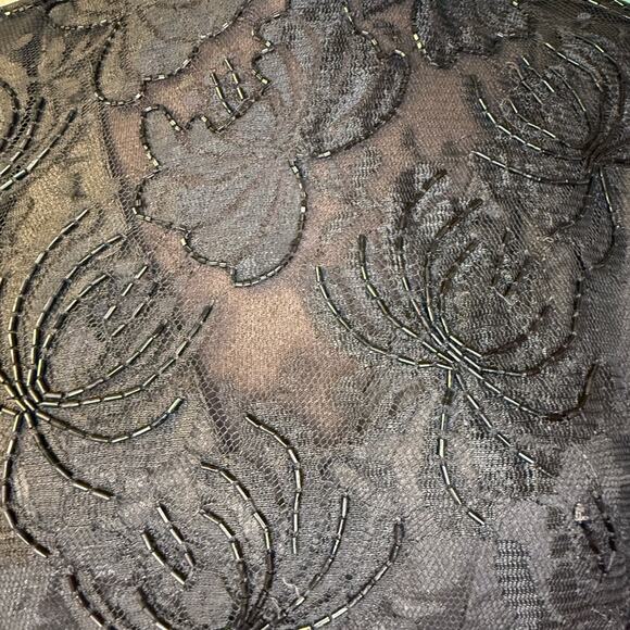 Vtg Lace Beaded Whimsigoth Oversized Mini Dress L Mobwife Statement Glam Sheer - Picture 2 of 8